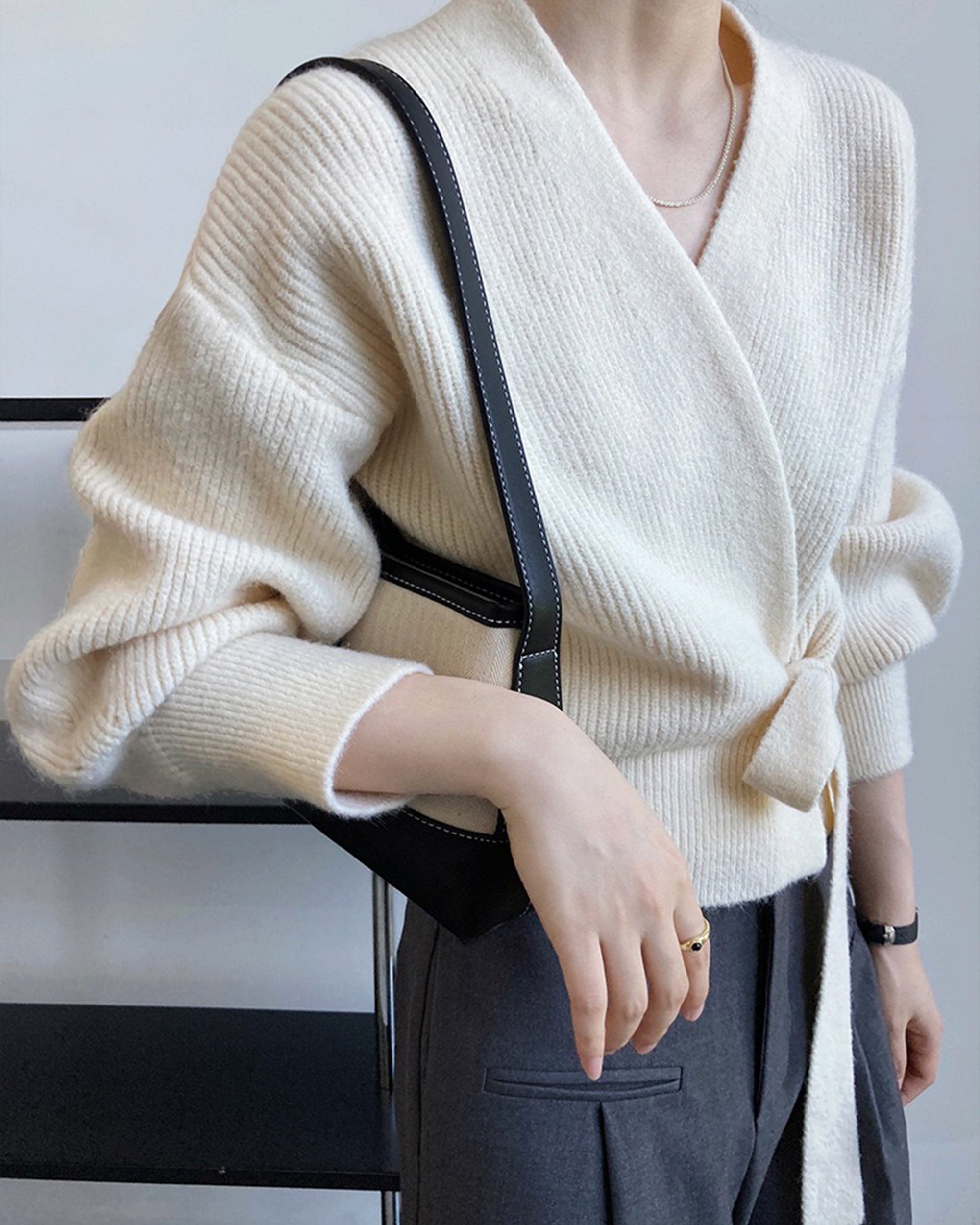 Knitted V-Neck Cardigan Sweater